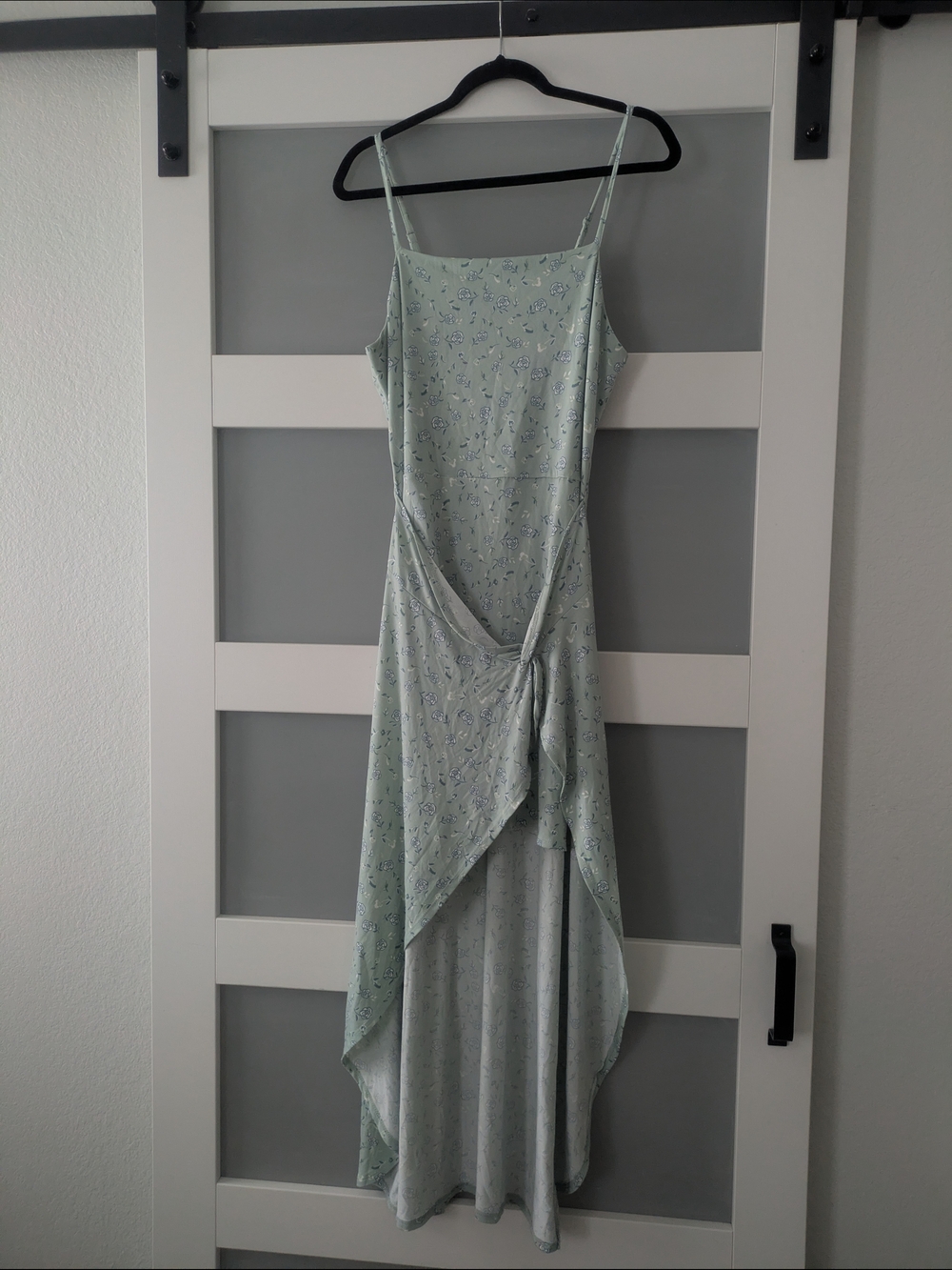 No Boundaries Mint Floral High-Low Tie Front Maxi Dress